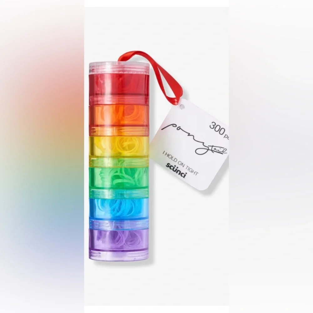 Scünci “I Hold On Tight” small hairties. Rainbow Colors.